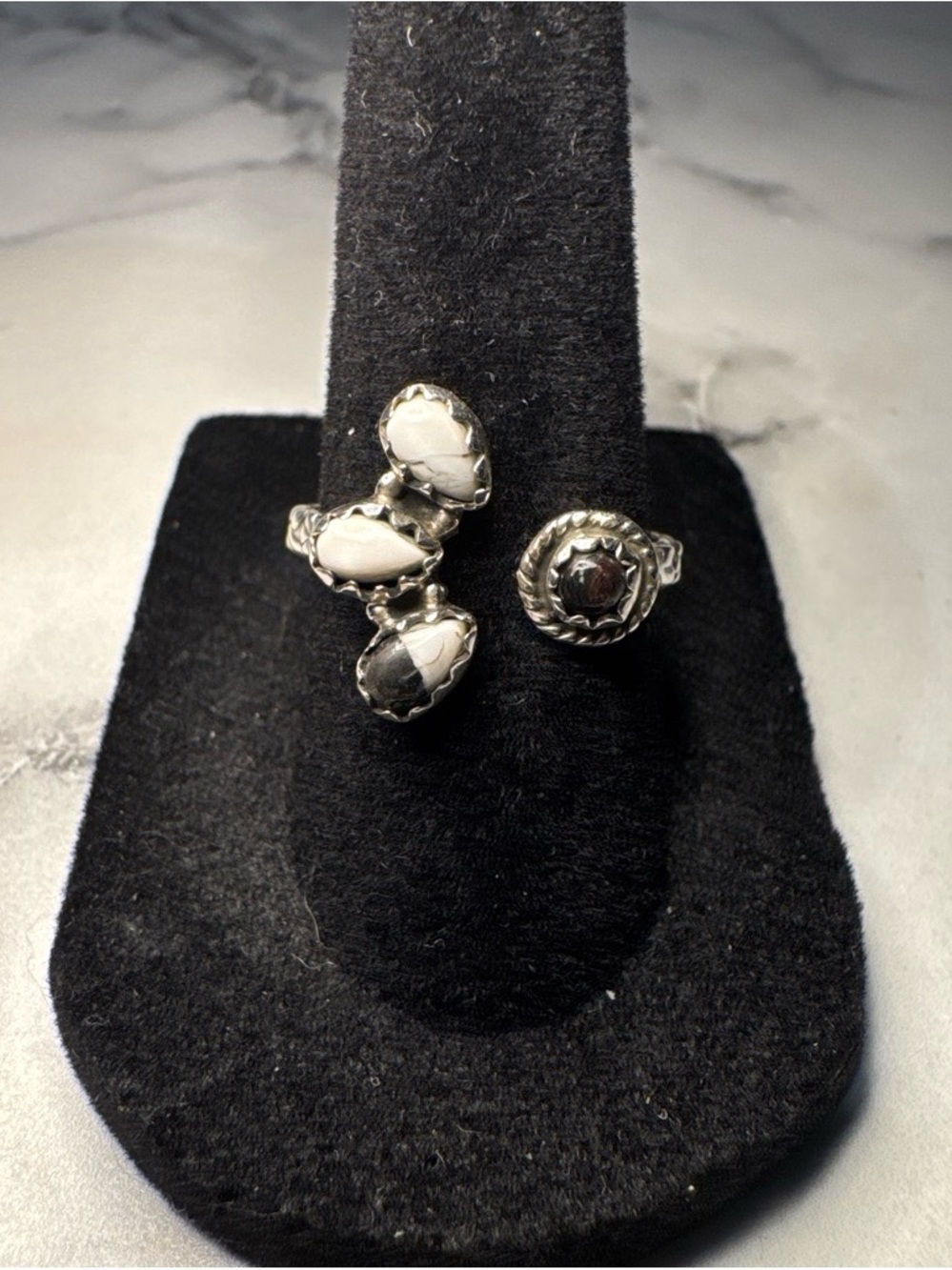 Sterling Silver White Buffalo Adjustable Ring